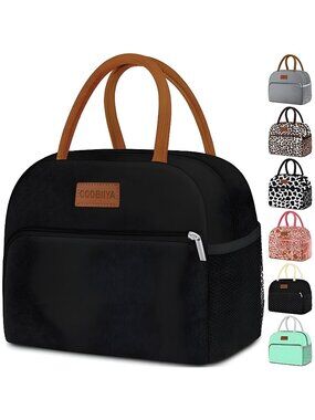Lunch Box Lunch Bag for Women Adult Men, Small Leakproof Tote Bags Large(Black)